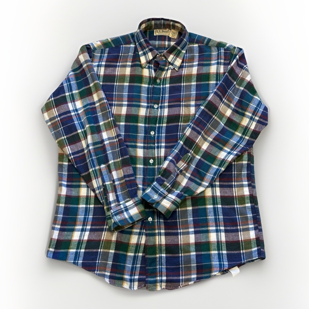 Vintage L.L.Bean Flannel Shirt Button Cotton Plaid Freeport, Maine‎ USA Size M
